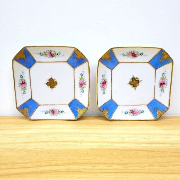 Vintage Rosenthal Ornate Square Floral Plates.Pair - Picture 1 of 12
